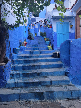 A famous blue stairway of Chefchaouen